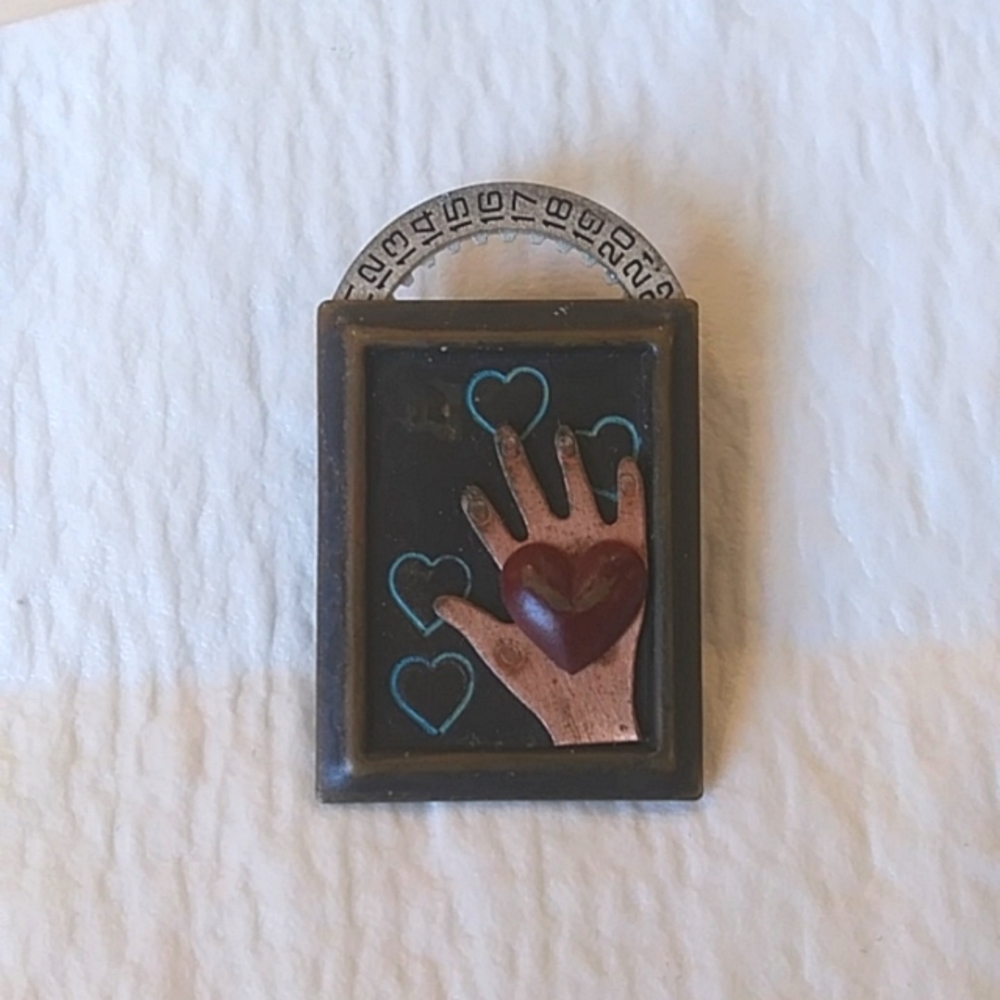 Artisan Collage Pin - Heart in Hand
